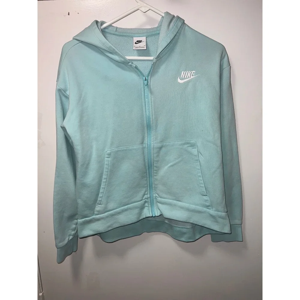 Nike Sportswear Club Fleece Full-Zip Hoodie Aqua Blue DC7118-482 Mens XL